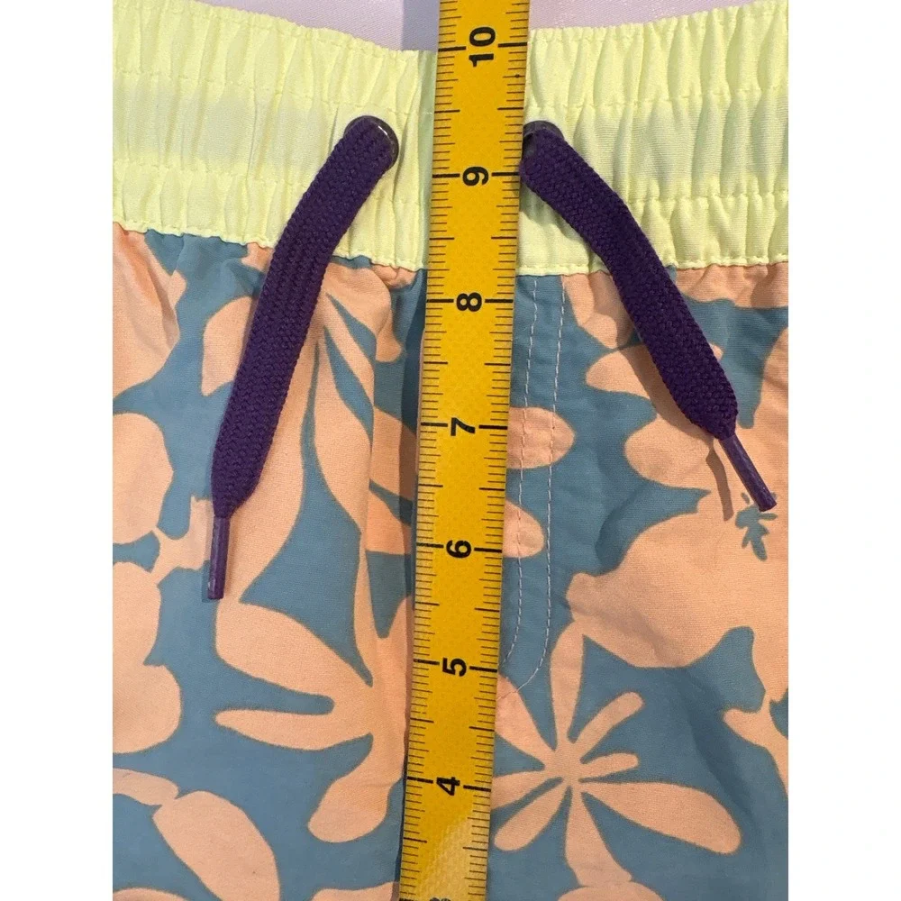 PATAGONIA Girls Blue Peach‎ Hibiscus Floral Baggies Swim Shorts XXL Surf Beachy